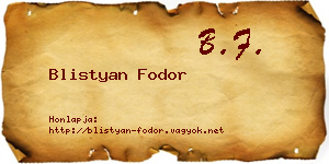 Blistyan Fodor névjegykártya